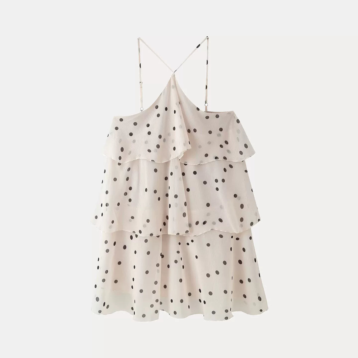 Polka Dot Halter Tiered Dress