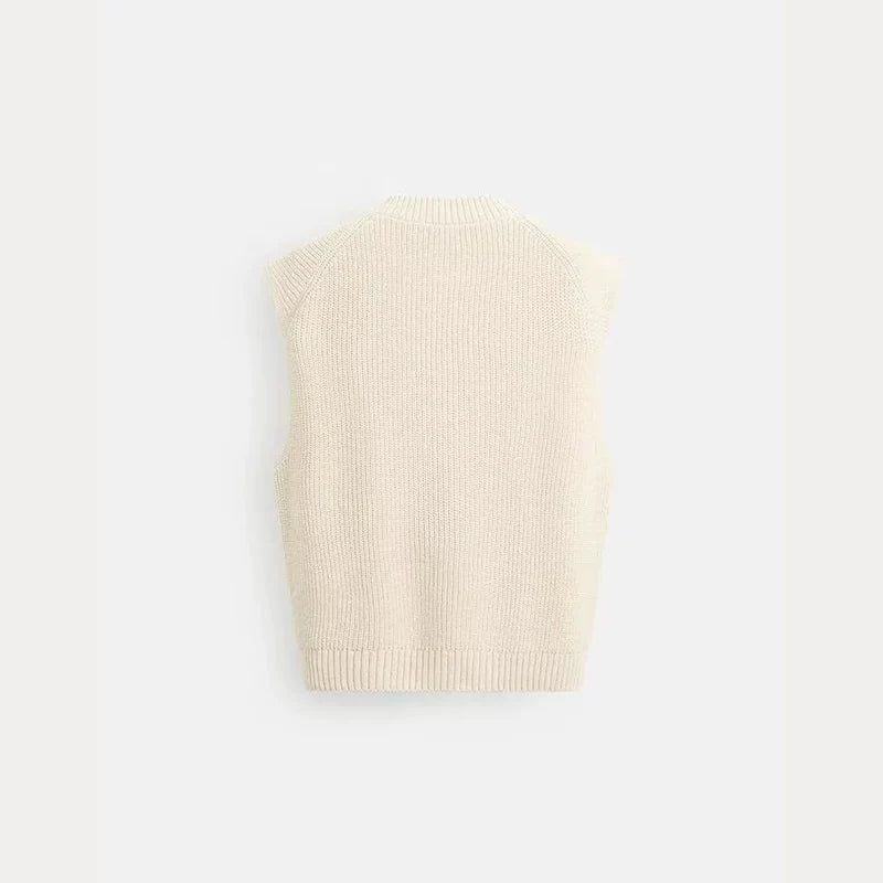 Relaxed Button-Front Knit Vest