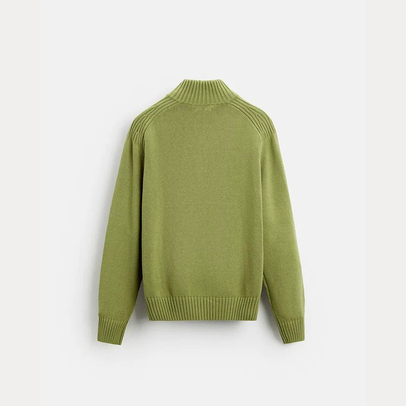 Half-Turtleneck Slim Knit Sweater