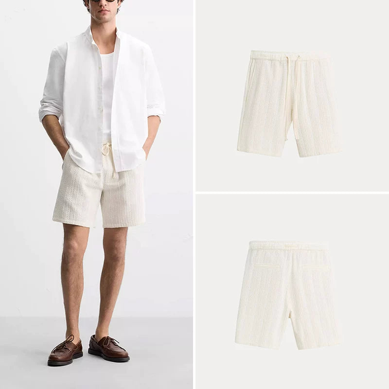 Striped Textured Straight Shorts