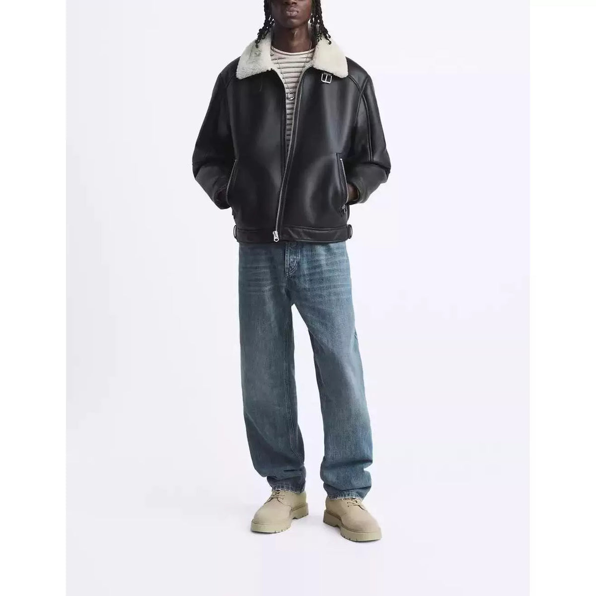 Reversible Fleece-Lined Faux Leather Jacket