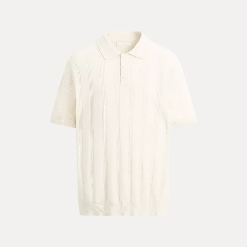 Ribbed Knit Polo Shirt