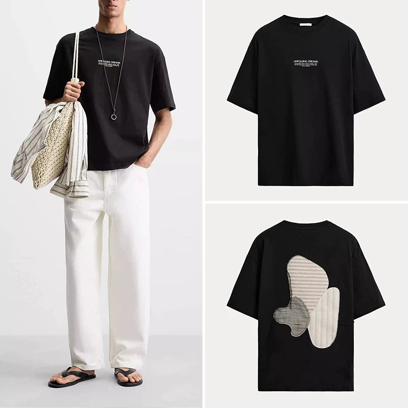 Patch Detail Slogan T-Shirt