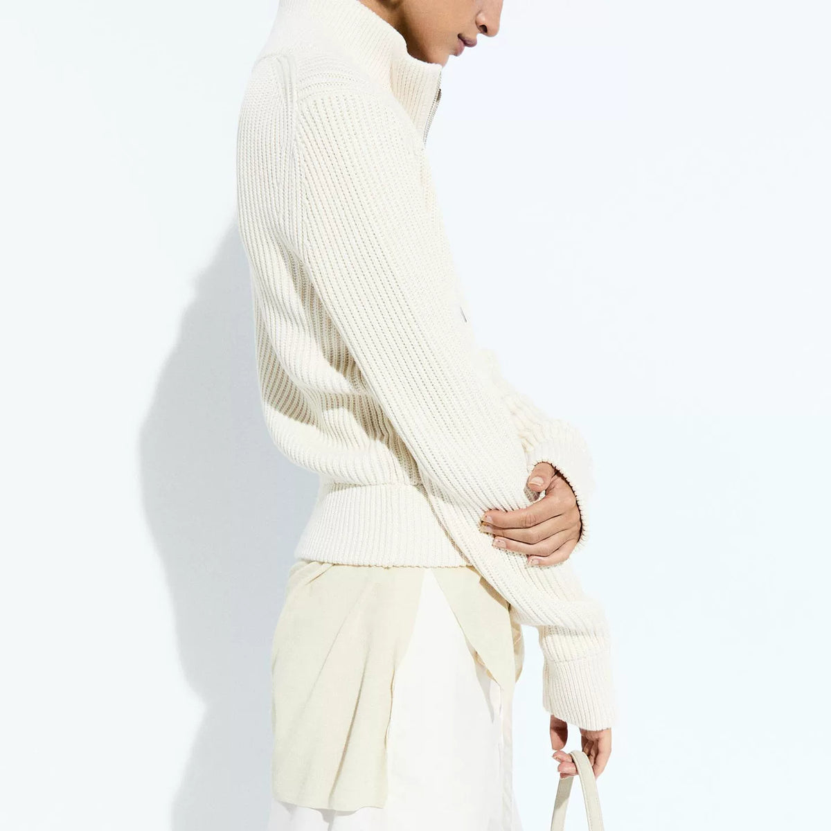 Zip-Front Slim Knit Cardigan