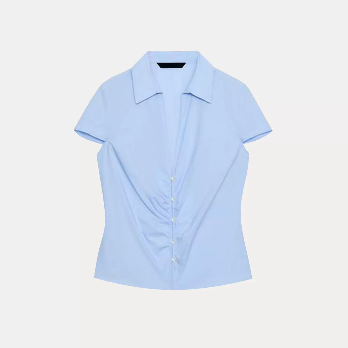 Polka Dot Waist-Gathered Shirt