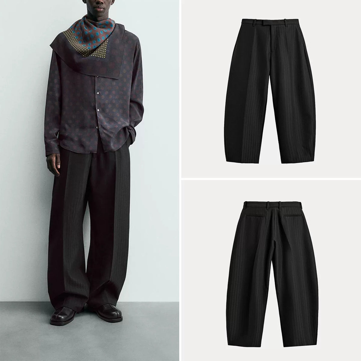 Curved-Cut Tailored Trousers