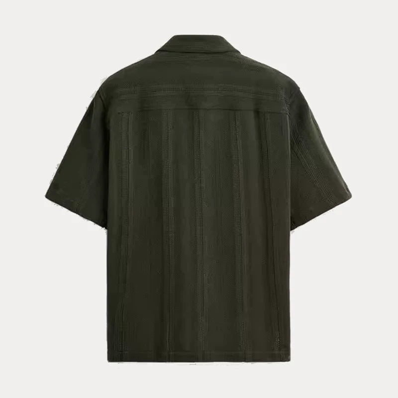 Striped Textured Short-Sleeve Shirt