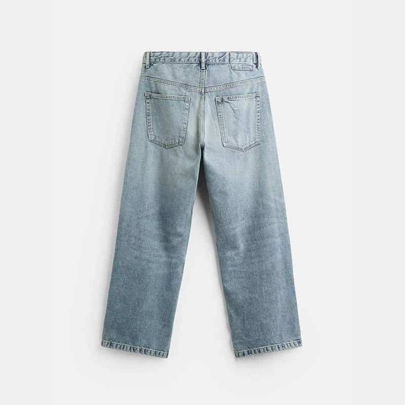 Washed Straight-Leg Jeans