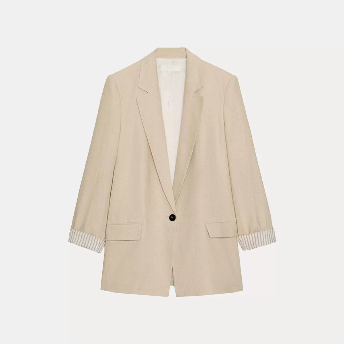 Single-Button Rolled-Cuff Blazer