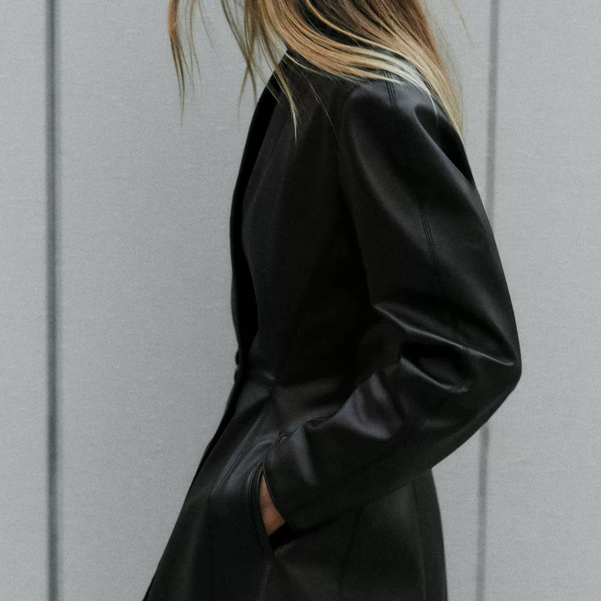 Slim Faux Leather Blazer