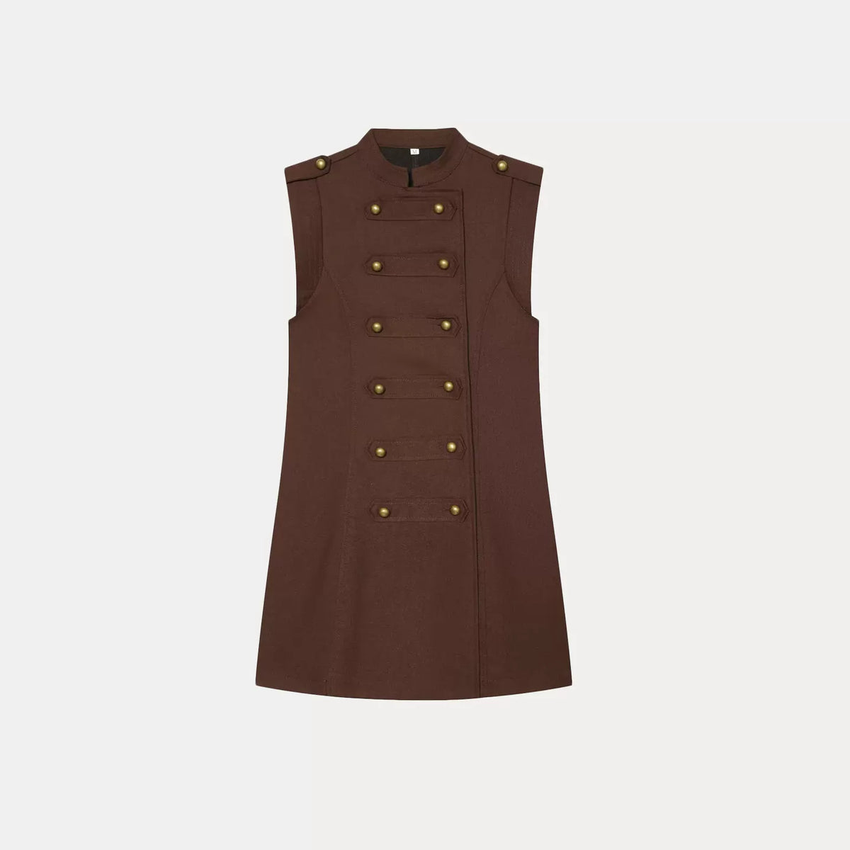 Sleeveless Knot-Button Mini Dress