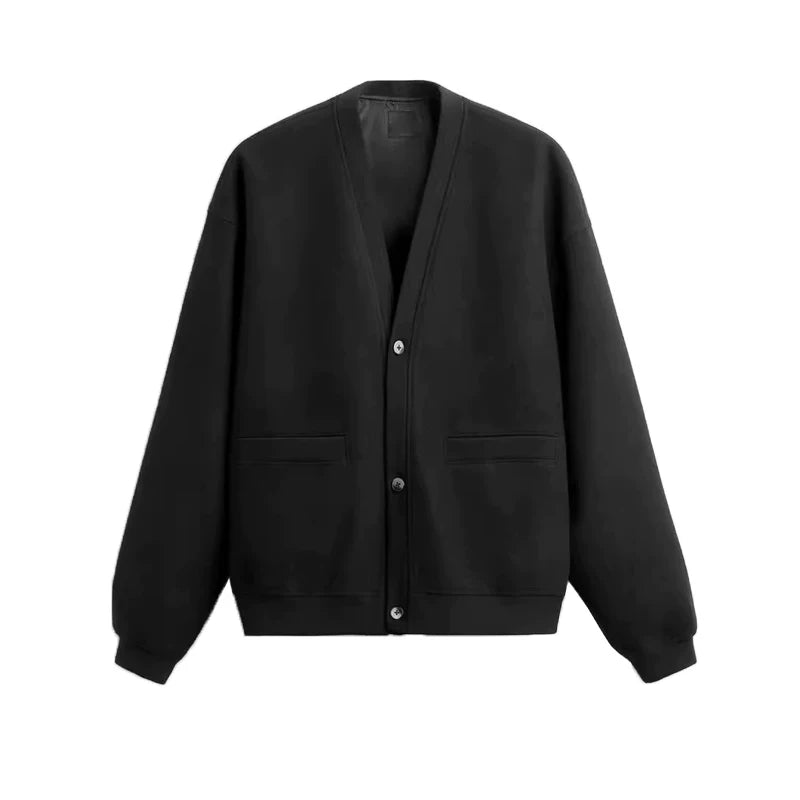 Single-Breasted V-Neck Knit Cardigan