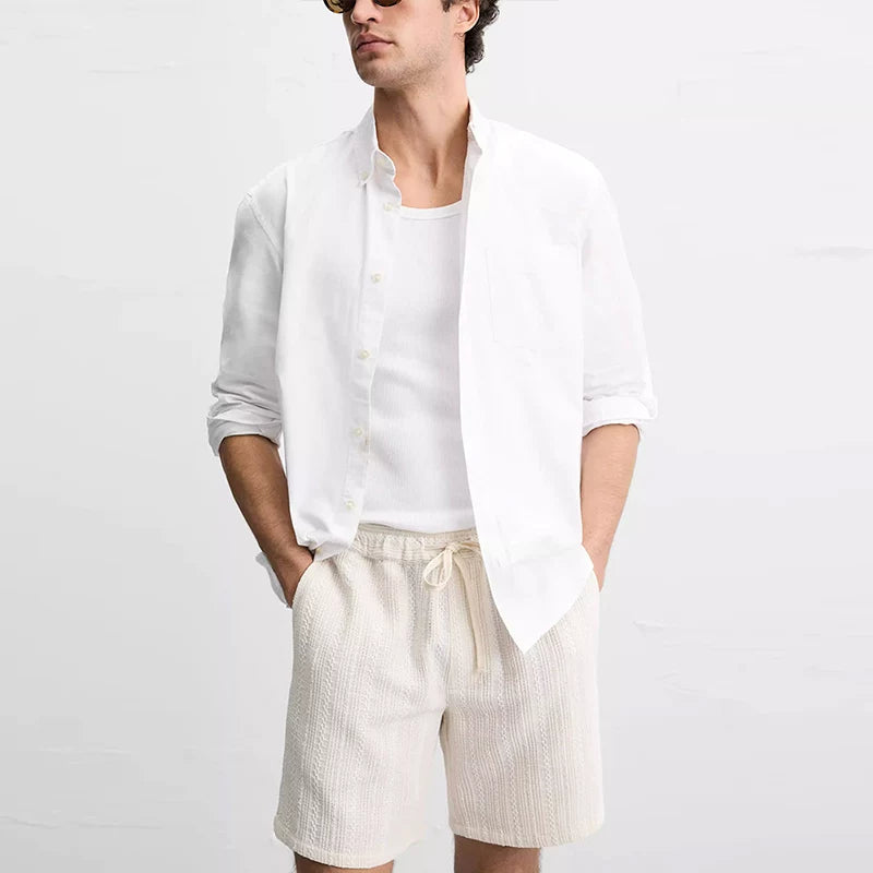Striped Textured Straight Shorts