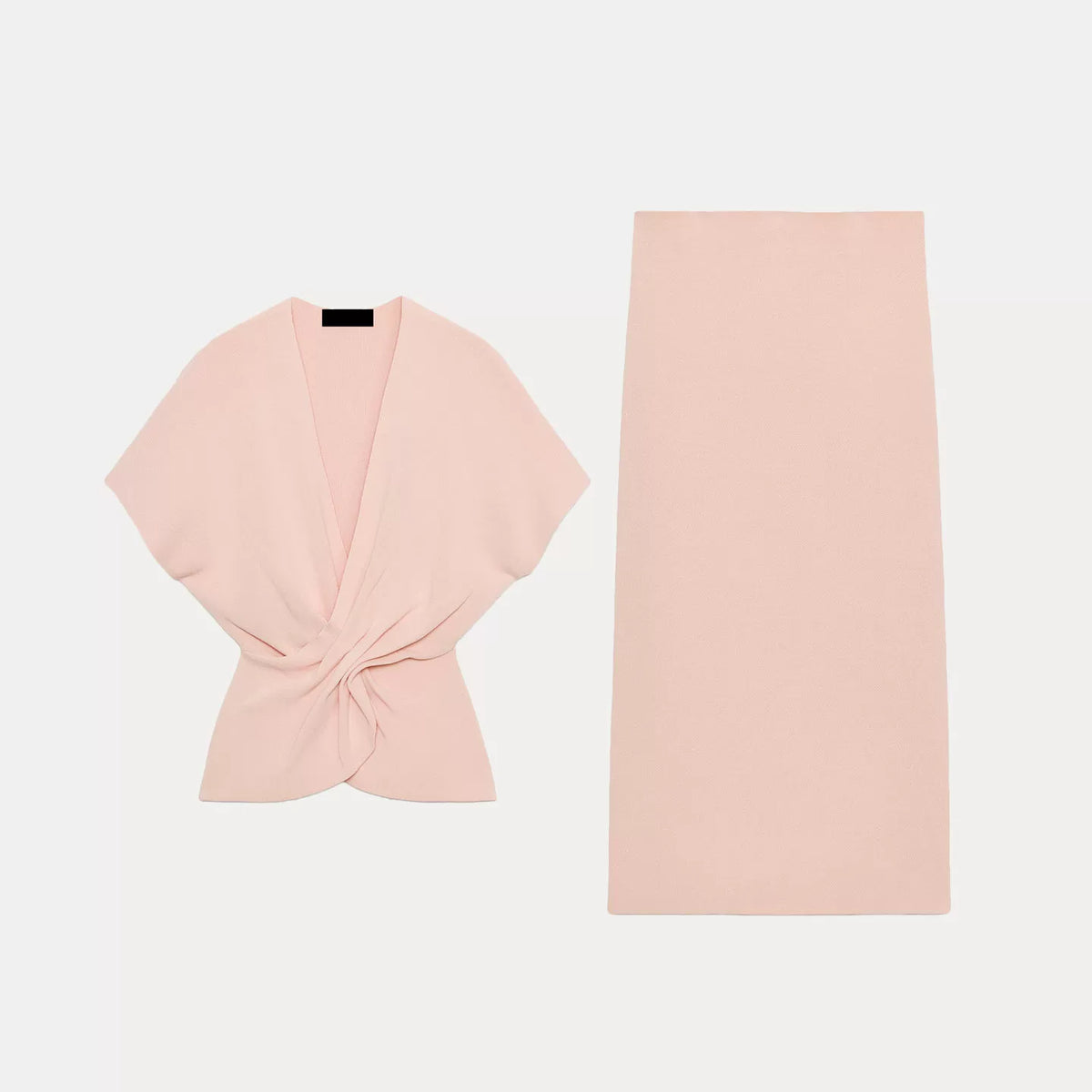 Pleated Knit Top and Midi Skirt Set