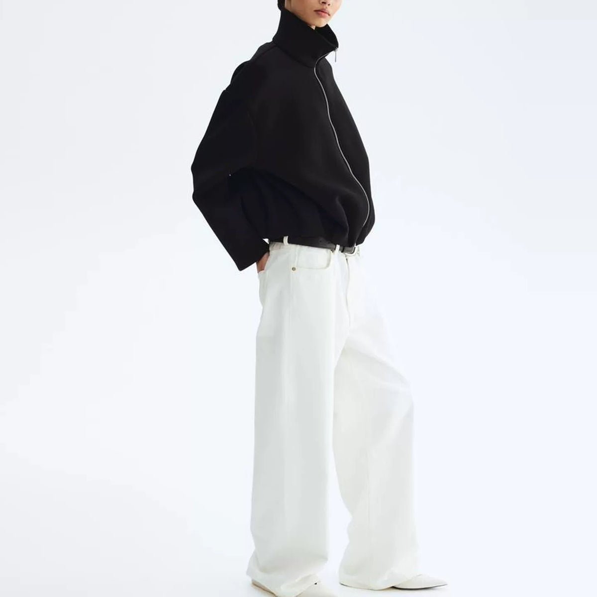 Stand-Collar Zip-Front Jacket