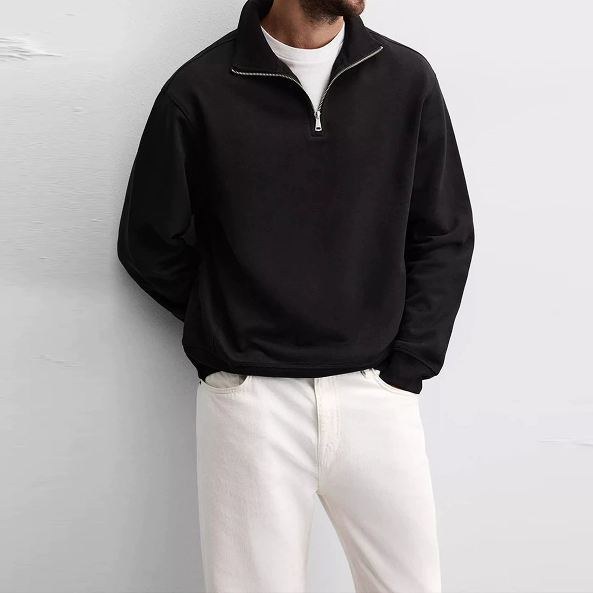 Half-Zip Straight Sweatshirt