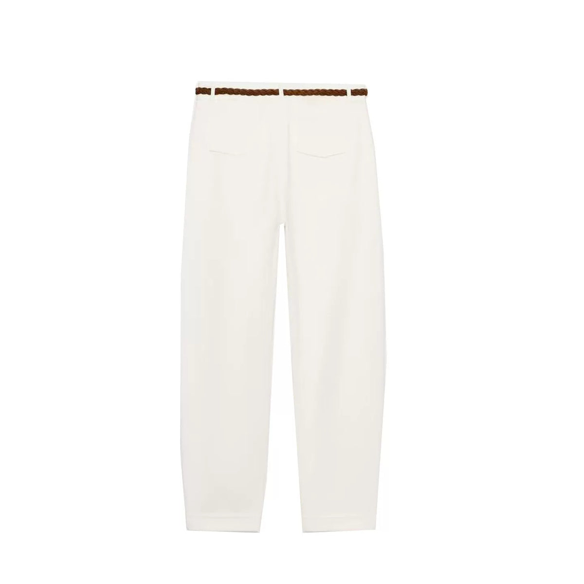 Low-Rise Woven-Belt Straight Trousers