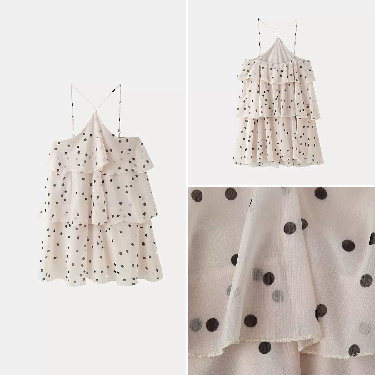 Polka Dot Halter Tiered Dress