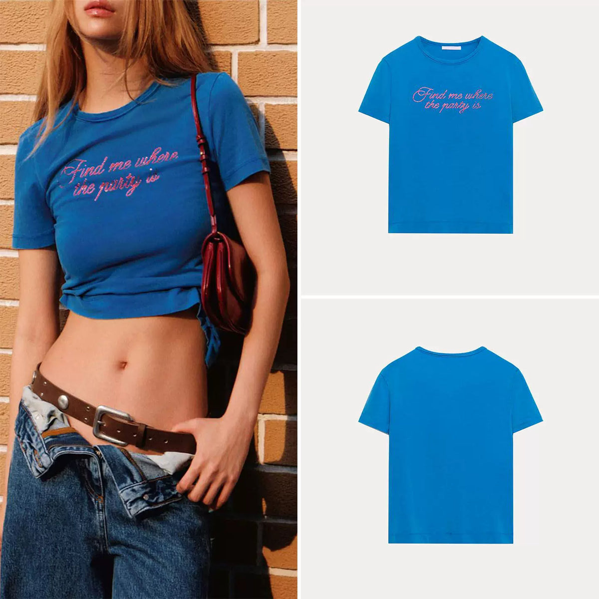 Sequin Slogan Fitted T-Shirt