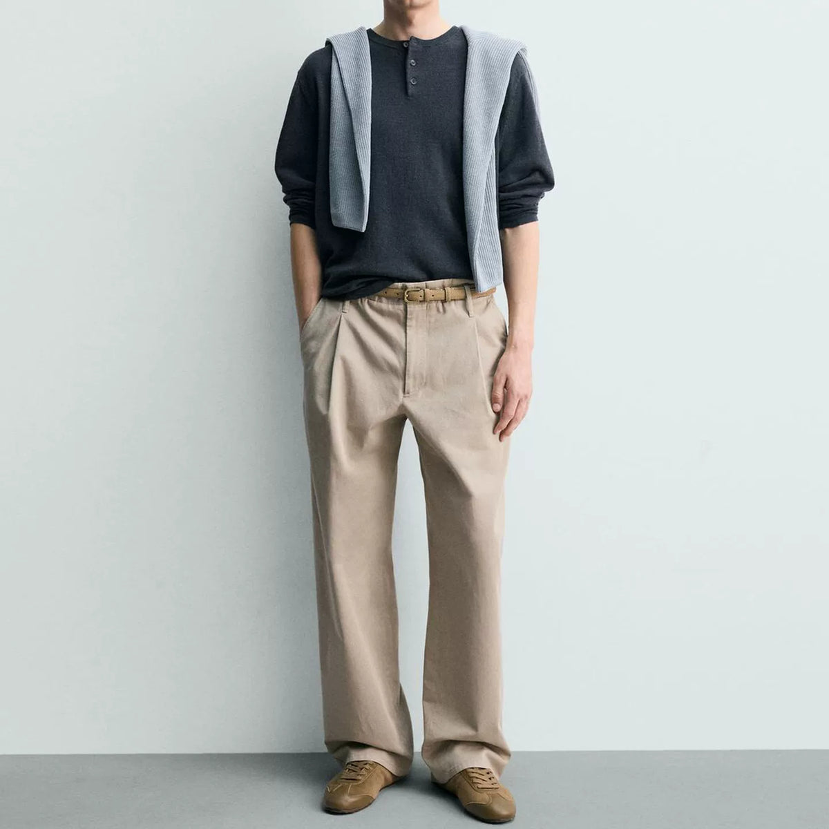 Button Placket Crew Knit Top