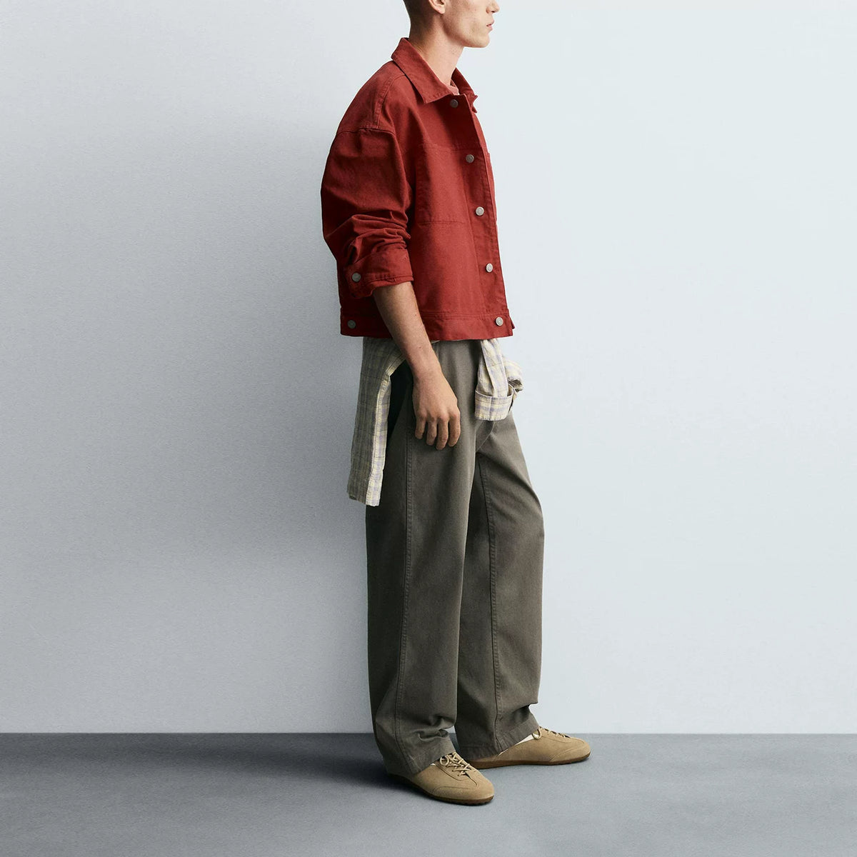 Cropped Lapel Pocket Jacket