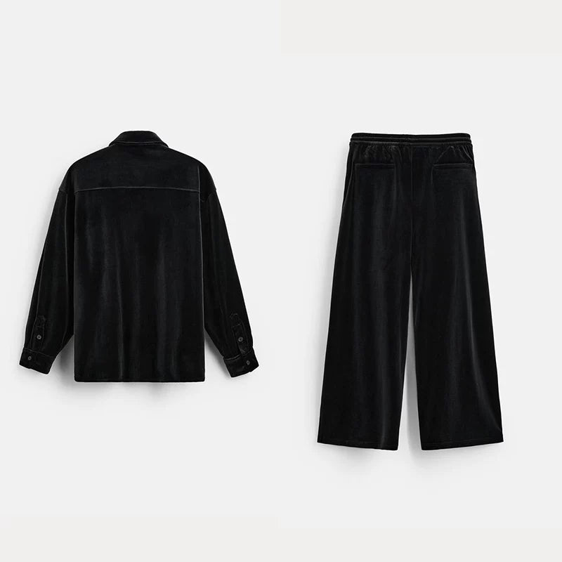 Velvet Overshirt and Jogger Set