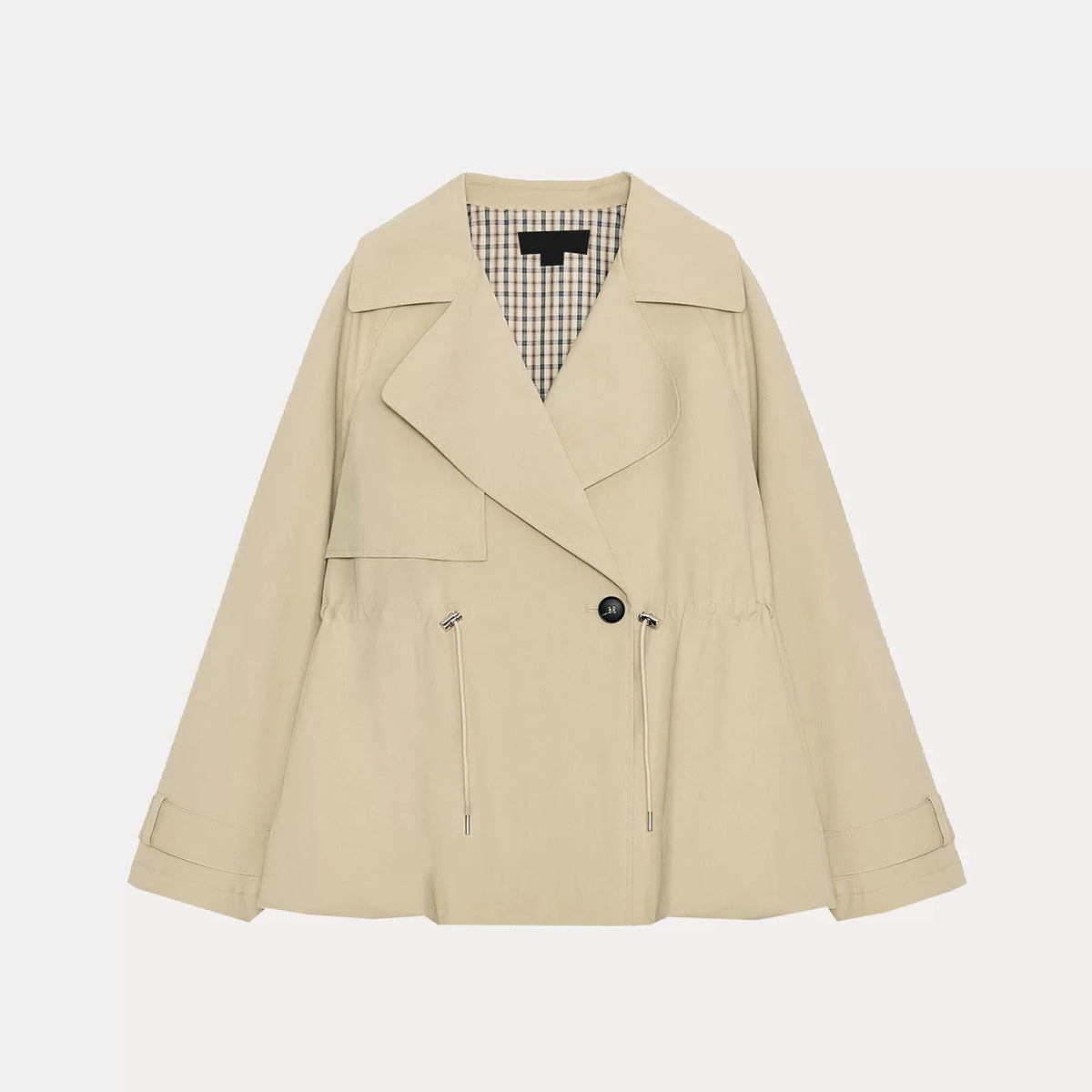 Adjustable Waist Cropped Trench Coat