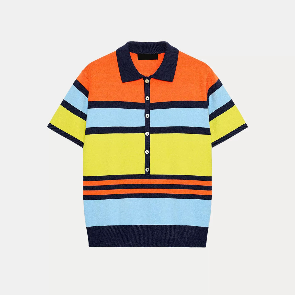 Short-Sleeve Striped Knit Polo