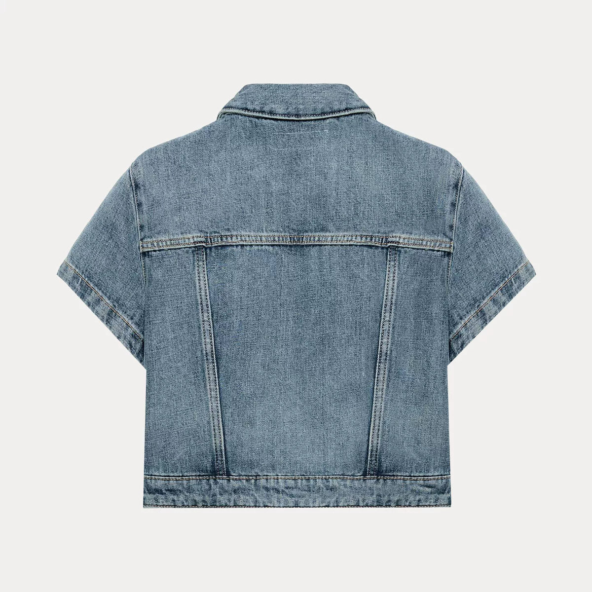 Asymmetric Cropped Denim Shirt