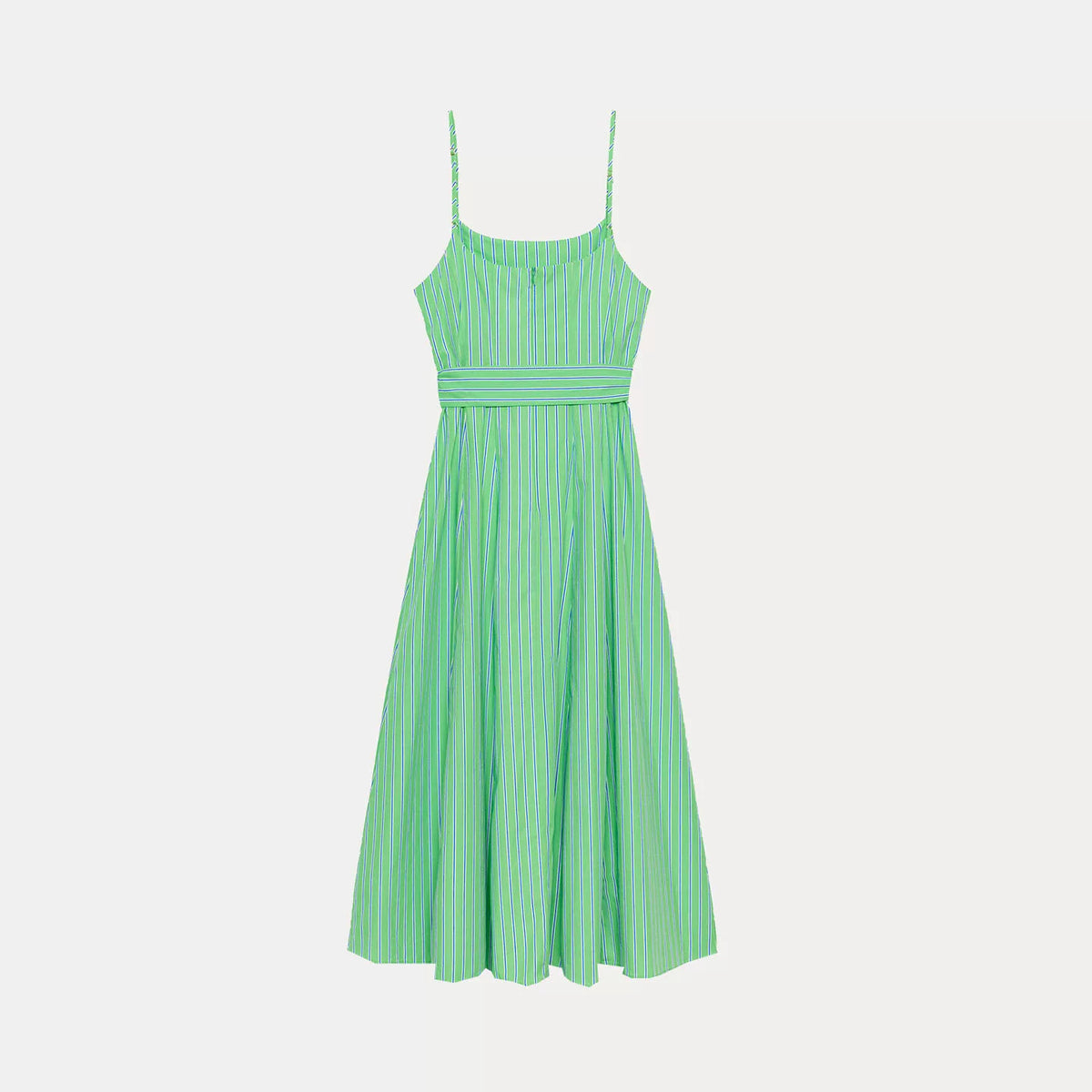 Striped Belted Midi Slip Dress