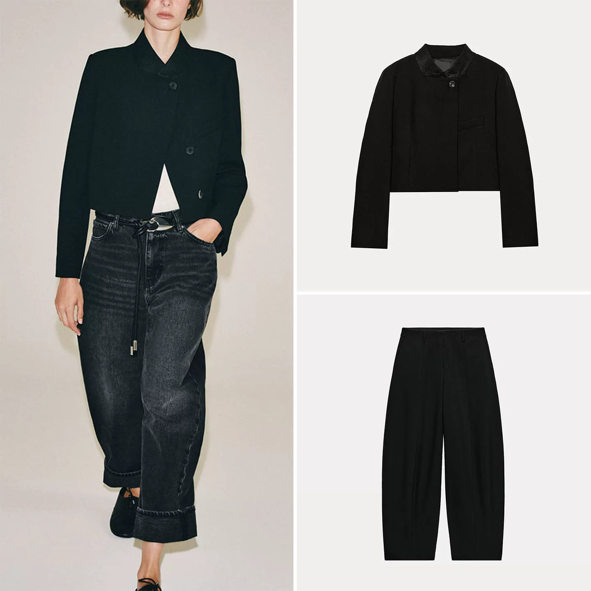 Cropped Blazer and Balloon Trousers Set