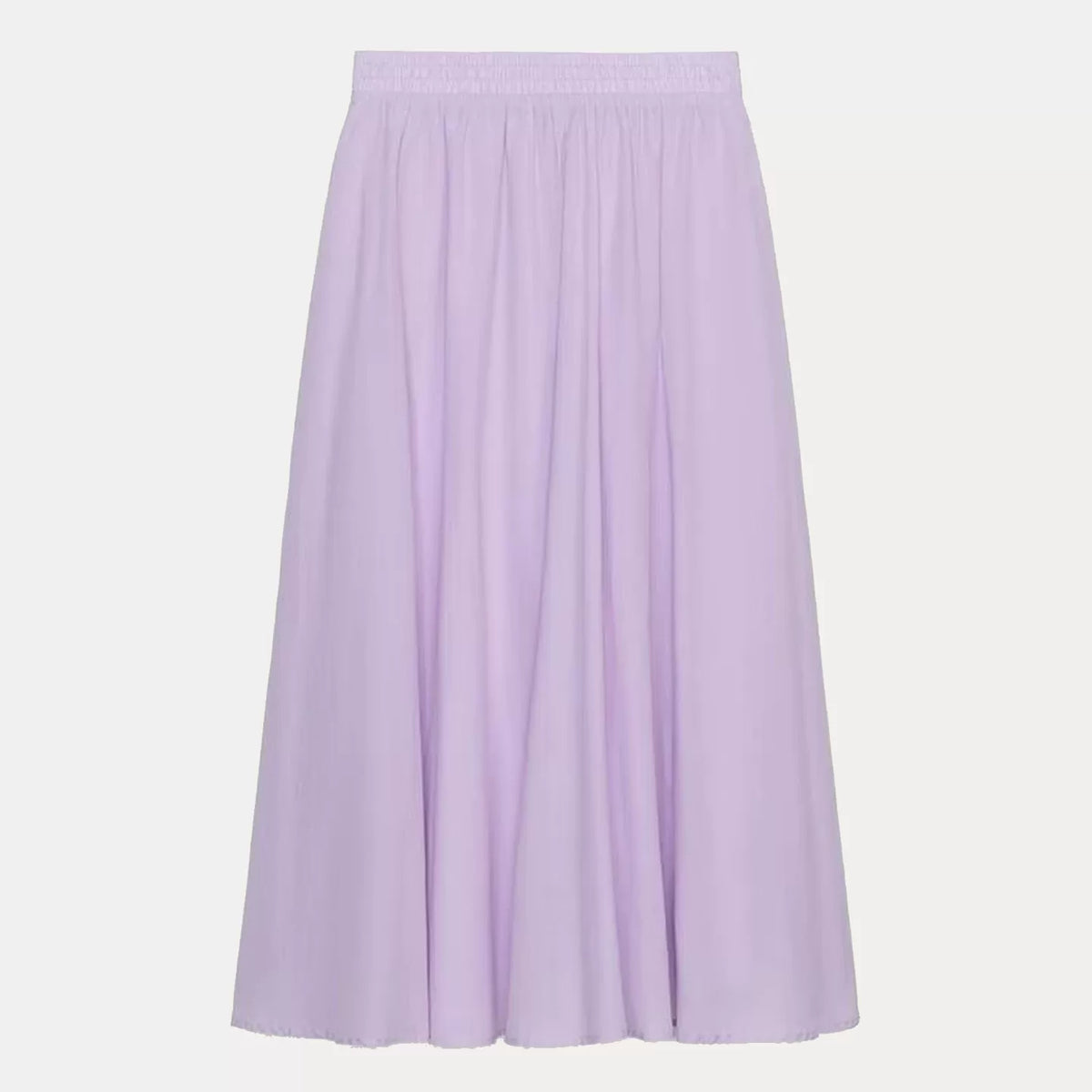 Tiered Elastic-Waist Midi Skirt