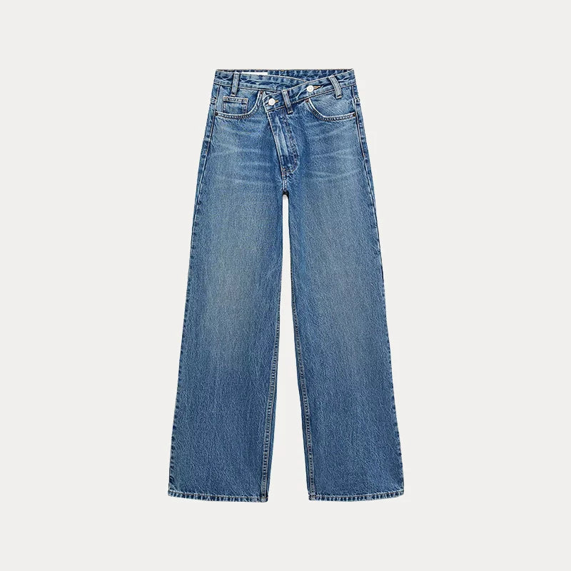 Double-Breasted Wide-Leg Jeans