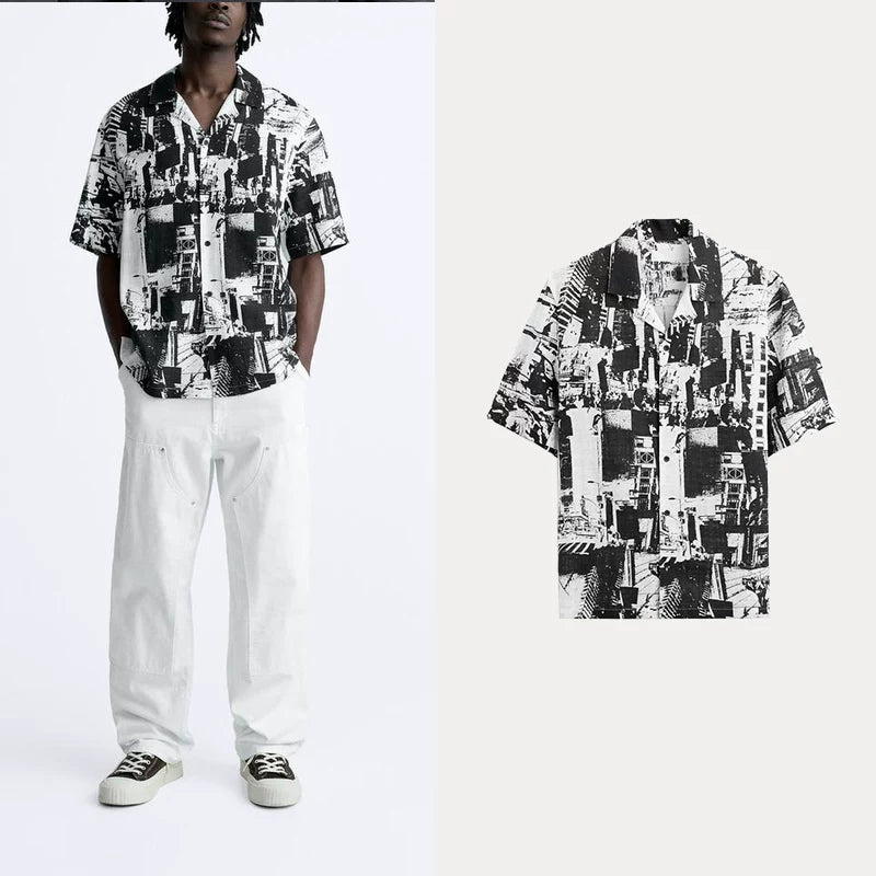 Abstract Print Short-Sleeve Shirt