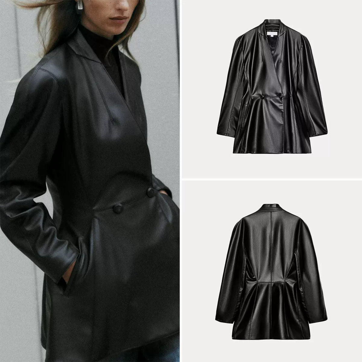 Slim Faux Leather Blazer