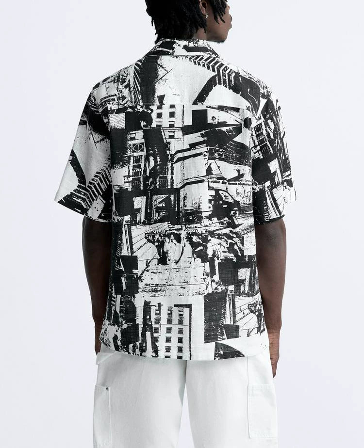 Abstract Print Short-Sleeve Shirt