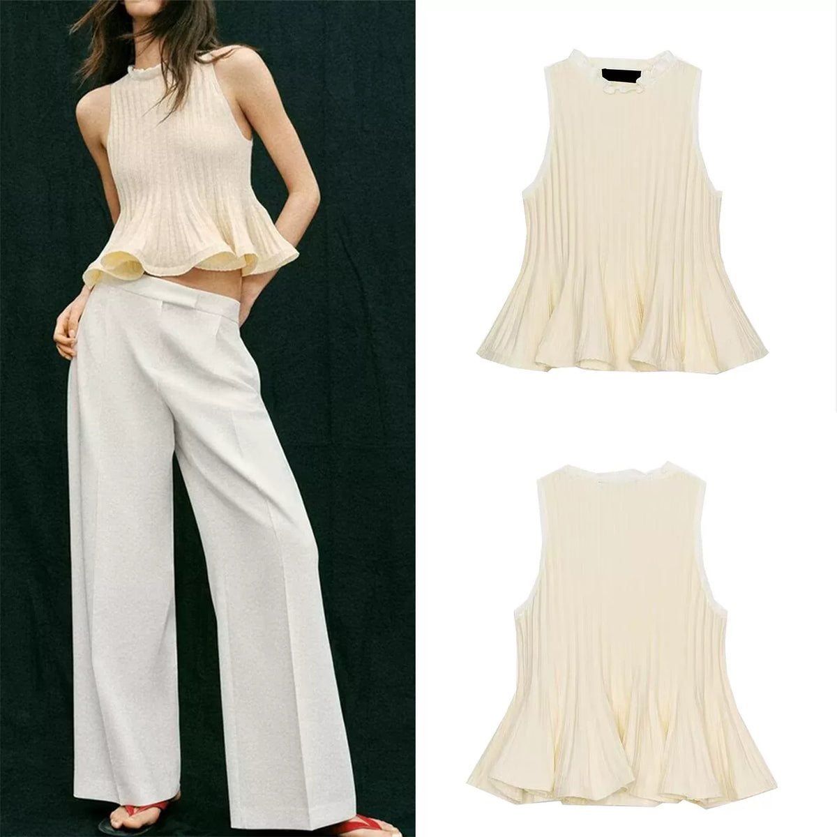 Ribbed Knit Skirt-Hem Top