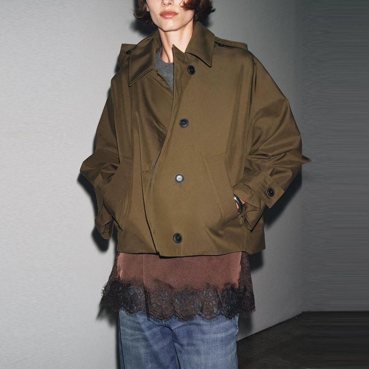 Hooded Cape Trench Coat