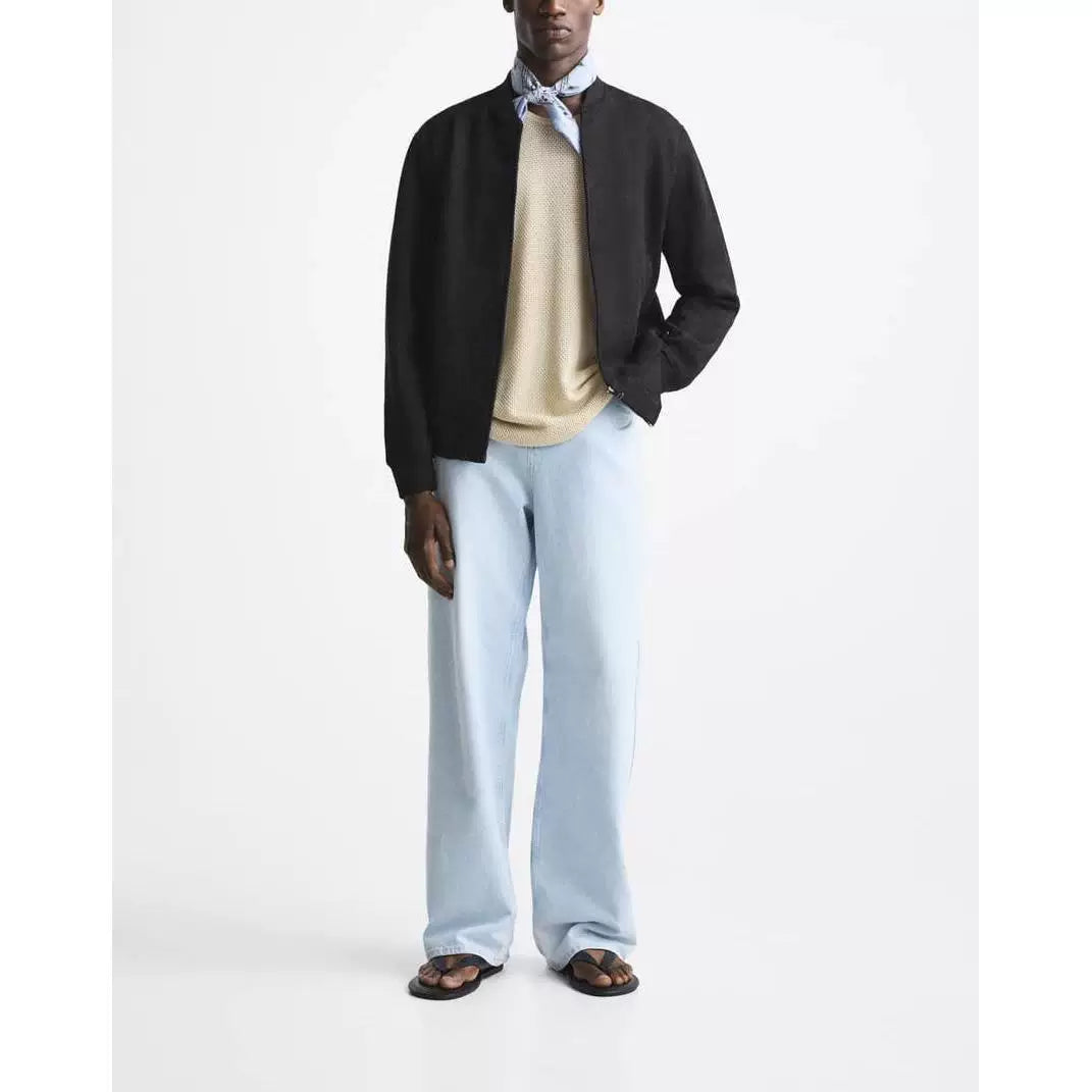 Suede-Effect Bomber Jacket