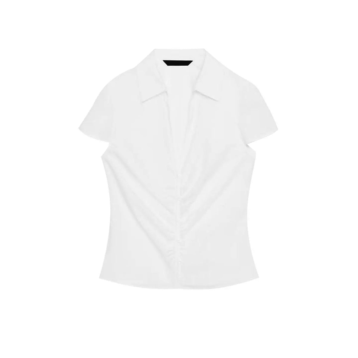Polka Dot Waist-Gathered Shirt