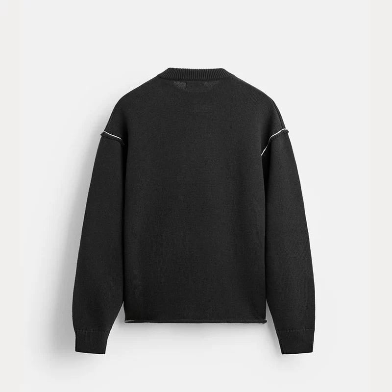 Contrast Trim Relaxed Knit Sweater