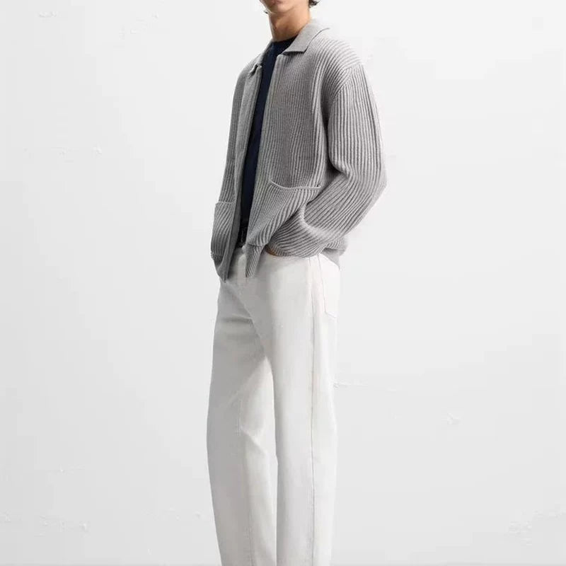 Textured Knit Zip Cardigan