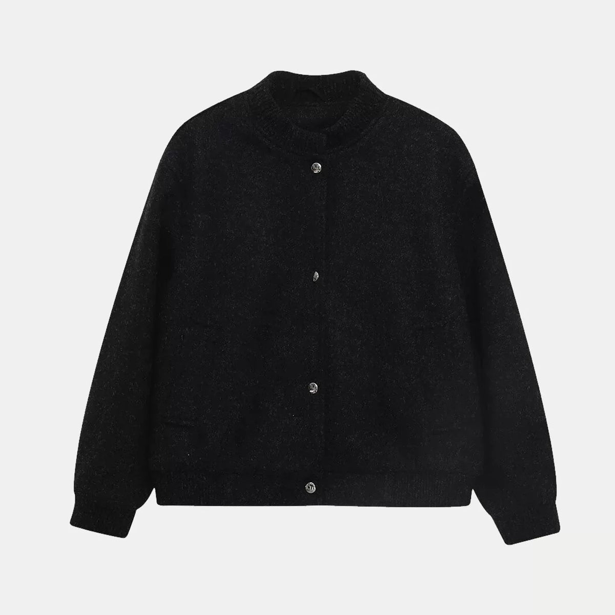 Stand-Collar Button Bomber Jacket