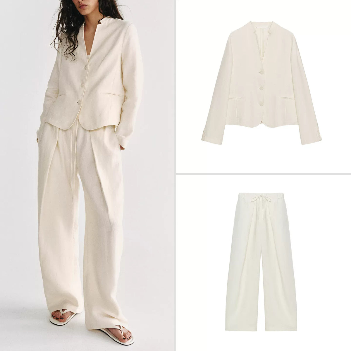 Blazer and Pleated Trousers Set