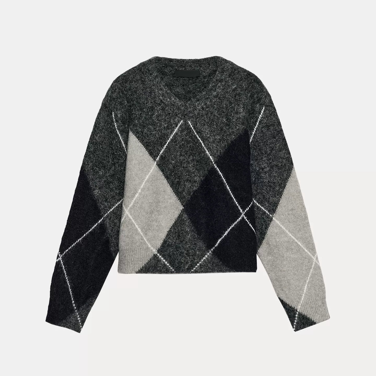 Diamond Pattern Faded Knit Sweater