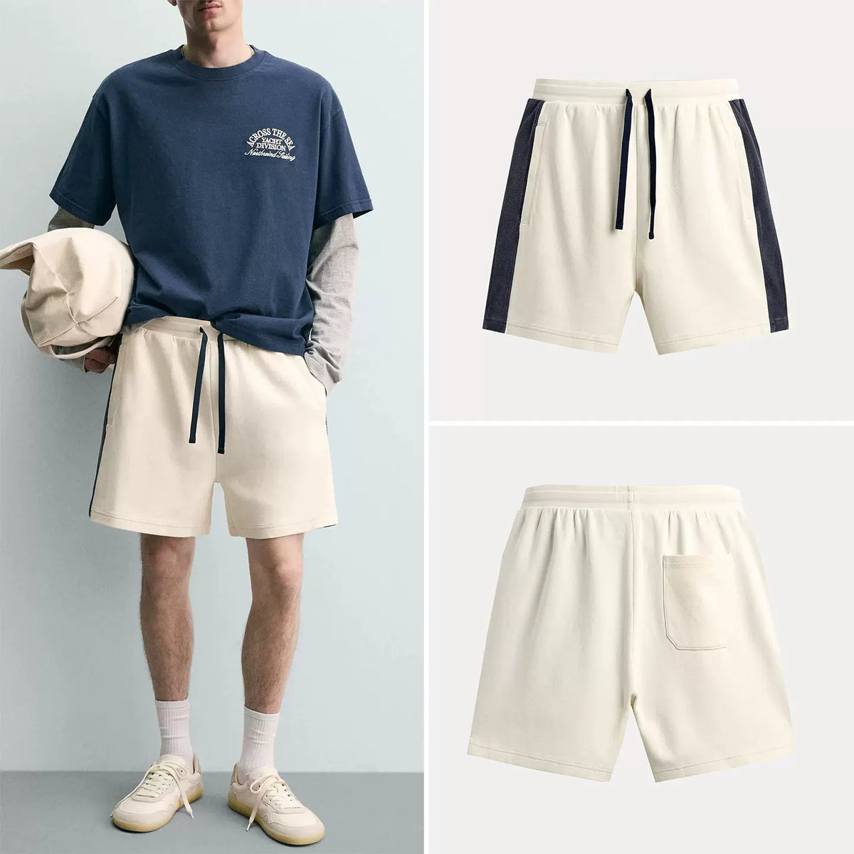 Striped Washed Jogger Shorts