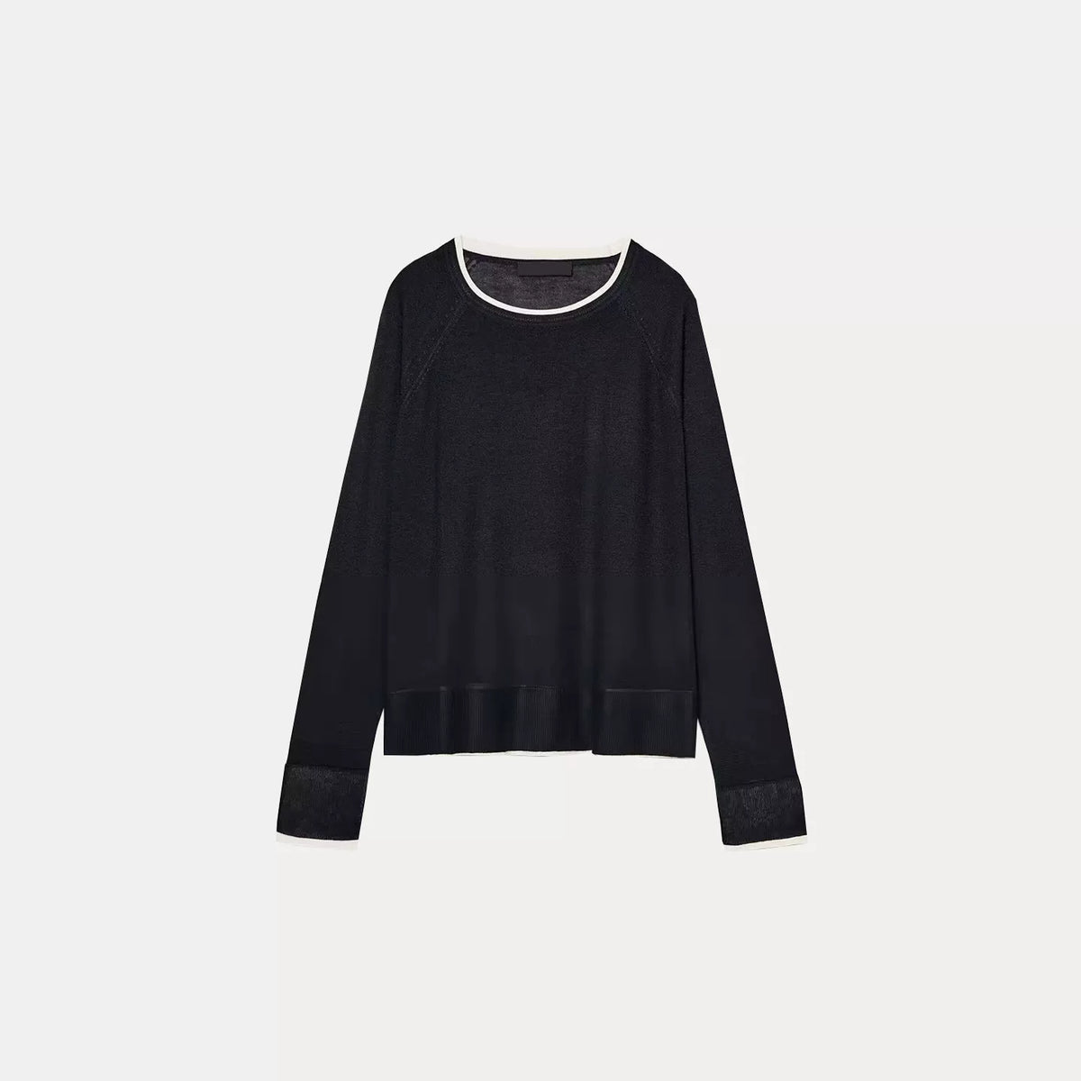 Striped Double-Layer Knit Sweater