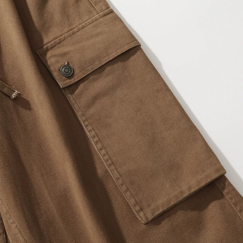 Washed Khaki Cargo Trousers