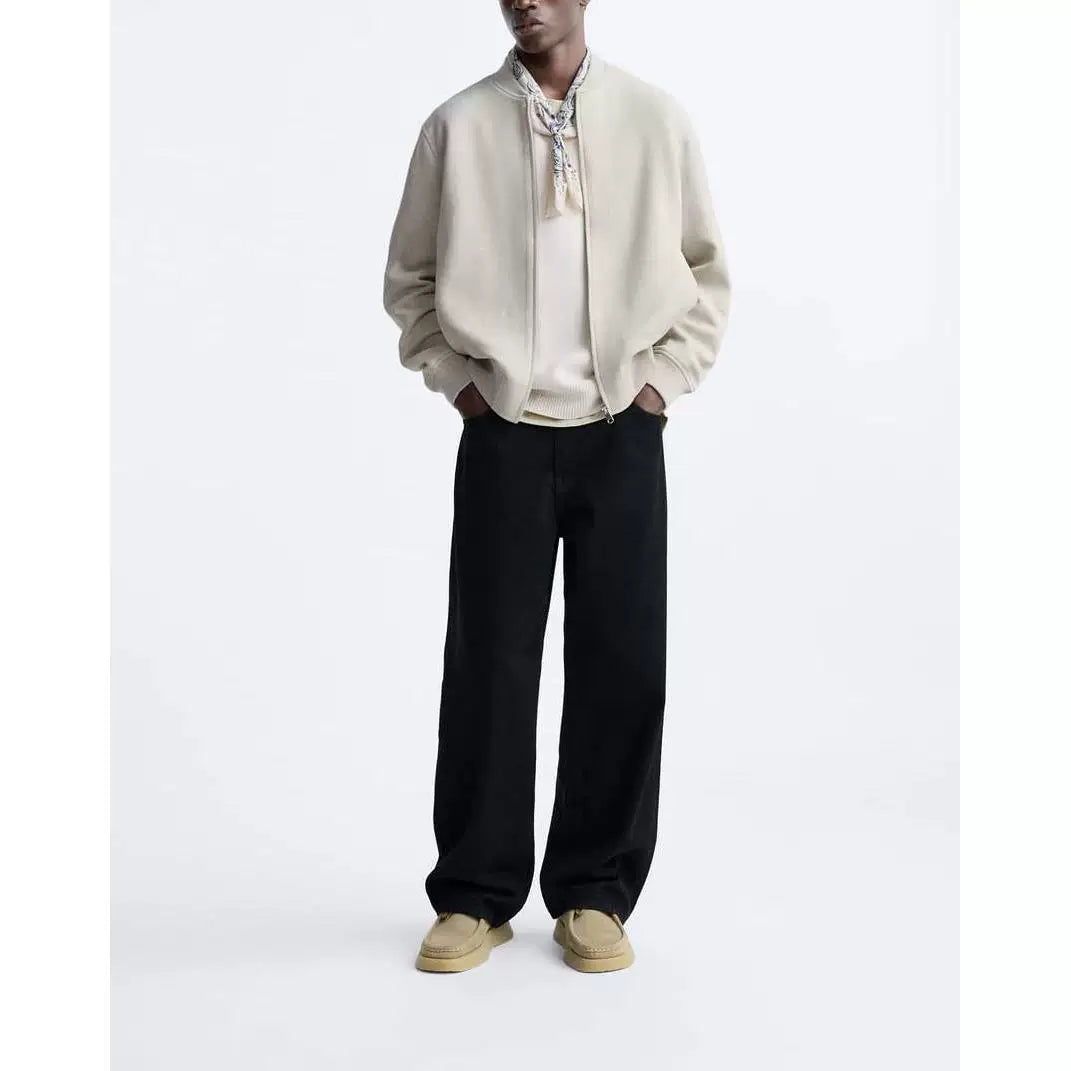 Suede-Effect Bomber Jacket