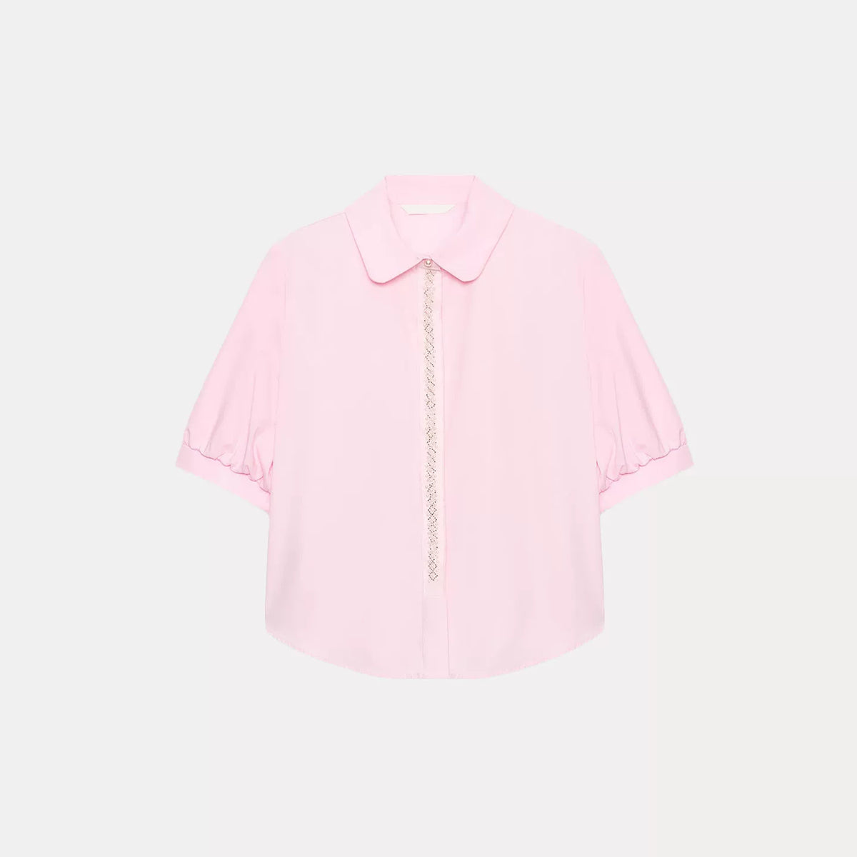 Faux Pearl Collar Short-Sleeve Shirt